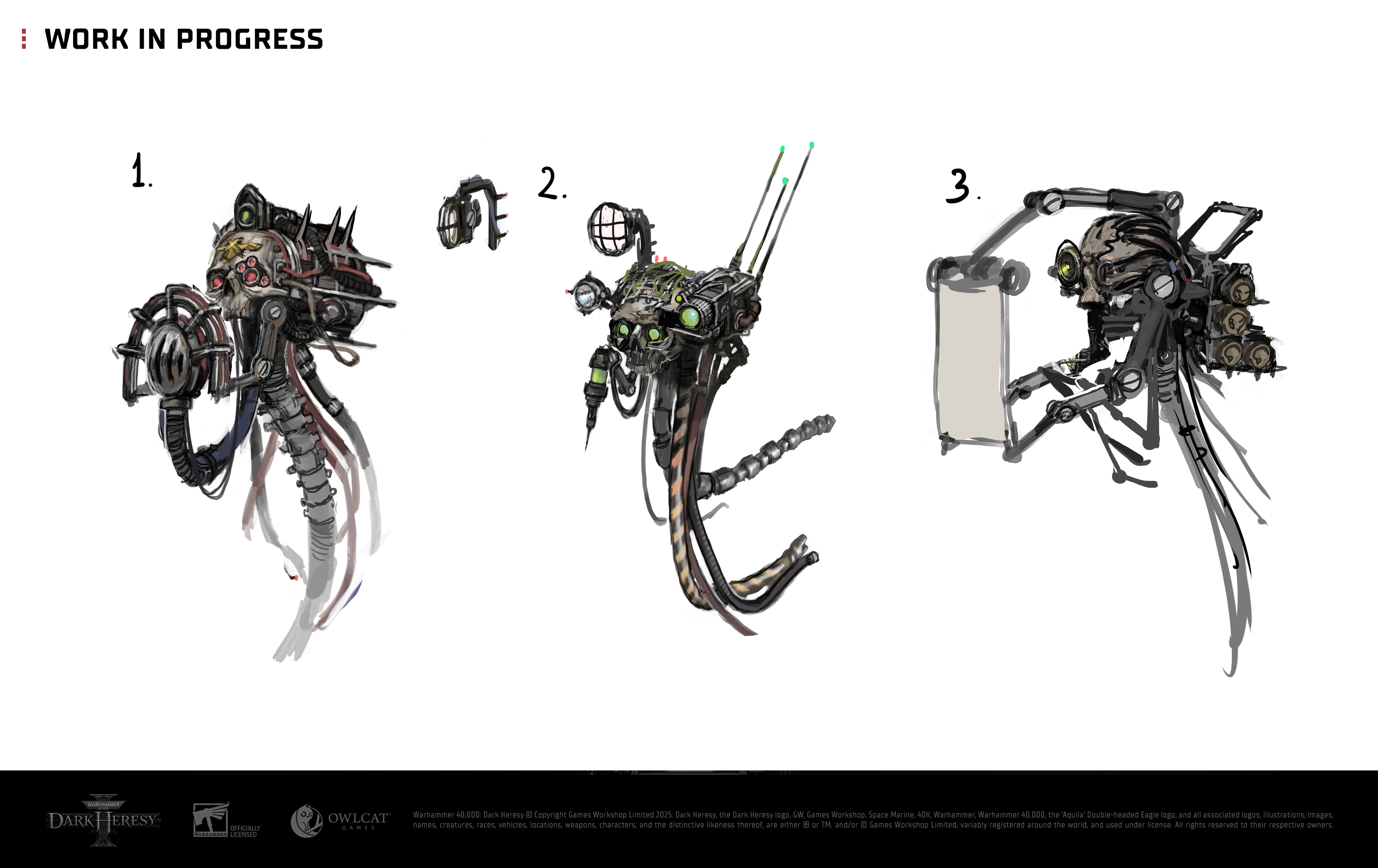Central servo-skull tool design in Owlcat’s concept sheet